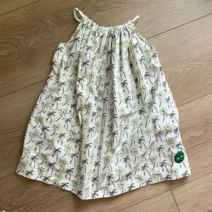 Smiling Button girls palm tree girl swinging trapeze tank dress